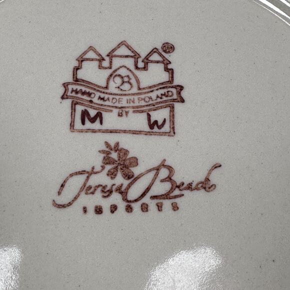 Polish Pottery Salad Plate 7.5" Blue Green Gingham Peacoc Stoneware Handcrafted - Picture 5 of 6